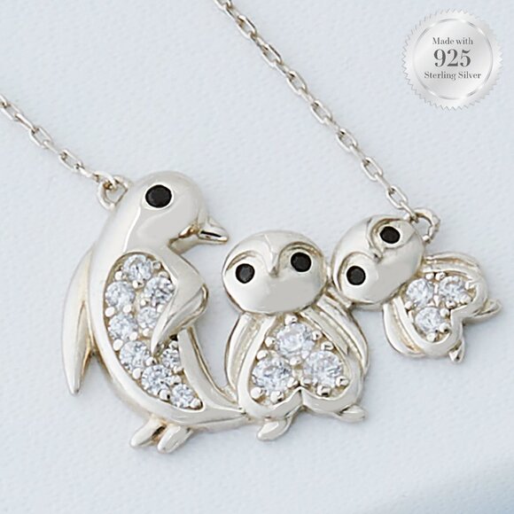 Penguin Necklace - 925 Sterling Silver Charmed Aroma Penguin Collection - Picture 1 of 3